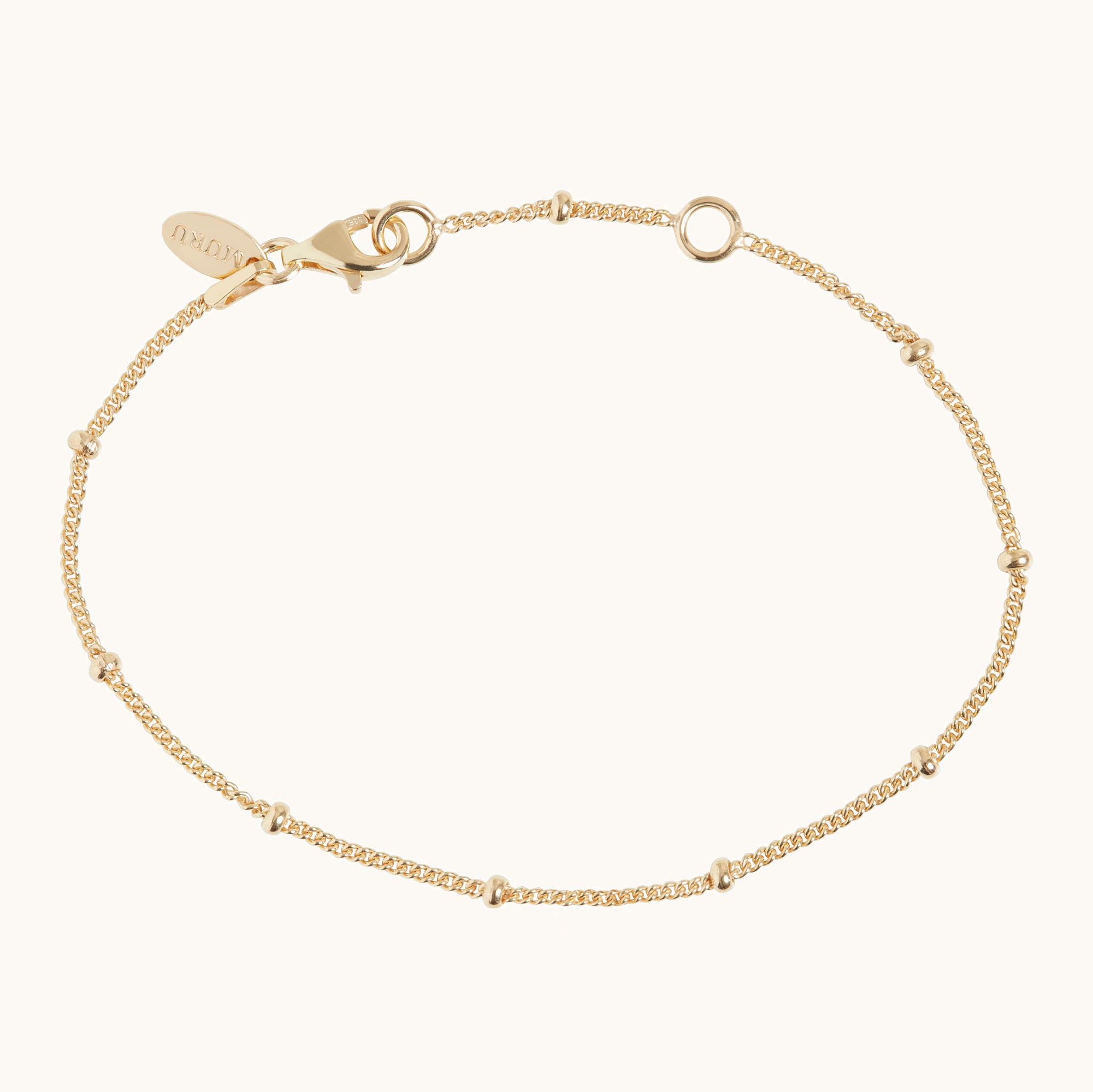 Brown Sterling Silver Overgild Bead Bracelet for Women 18 cm with Gold Tone Beads main image 0