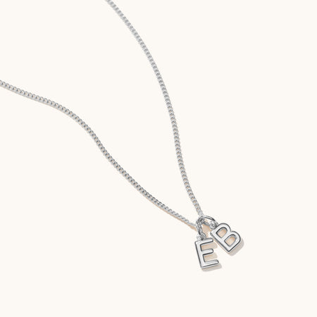Mini Double Letter Necklace Silver