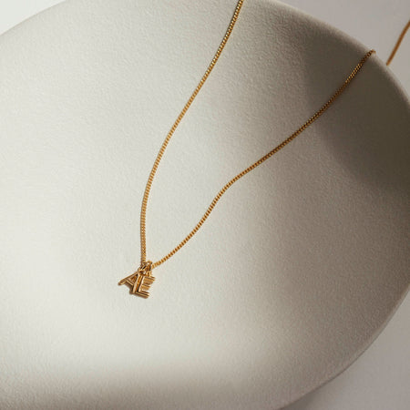 Mini Double Letter Necklace Gold