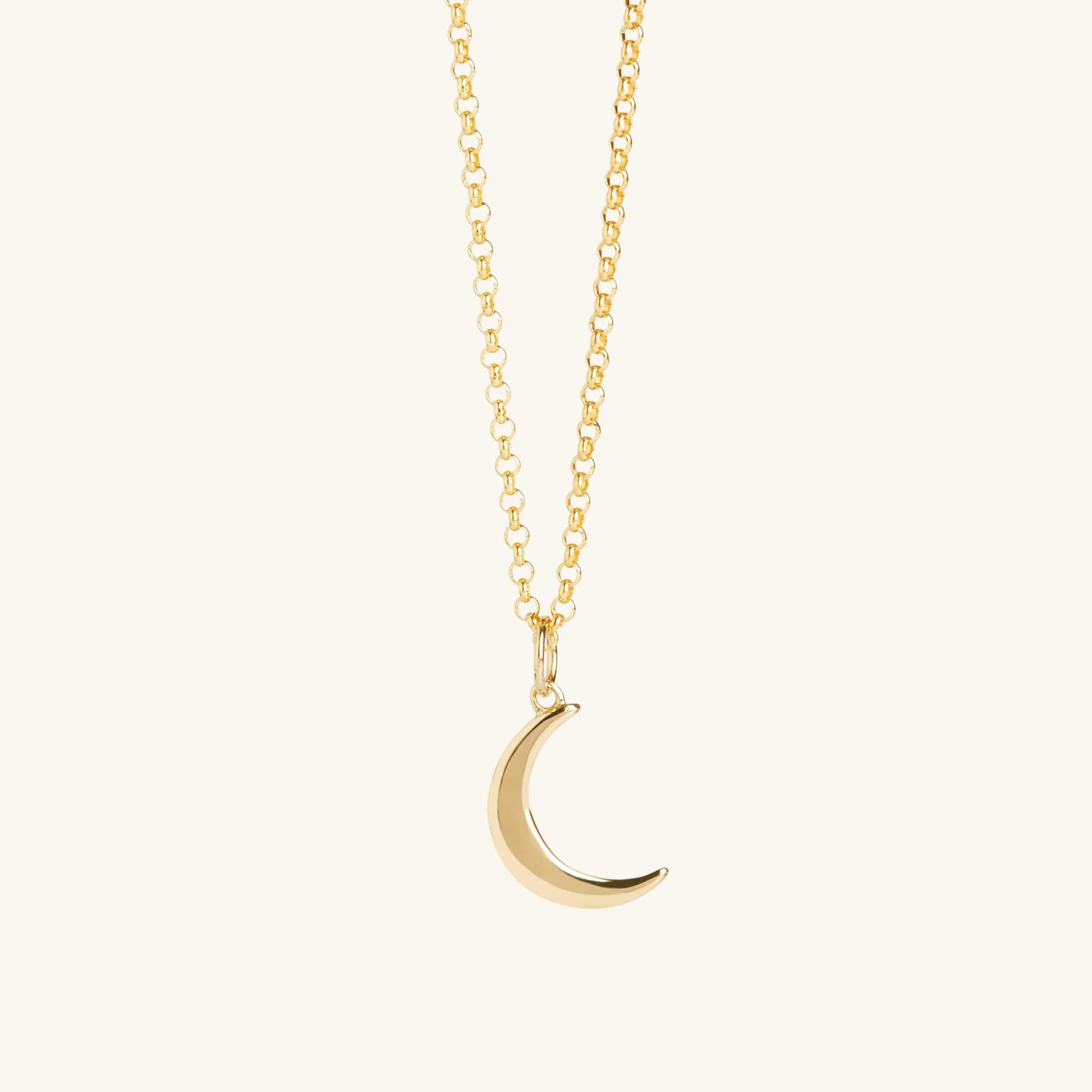 Gold store Crescent Moon Necklace; Textured Gold Crescent Moon; 24K Plated Sterling Moon Pendant; Gold Moon Pendant on Gold Chain, Infinity Close