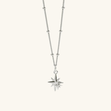 Mother and Child Bead Chain Necklace Silver