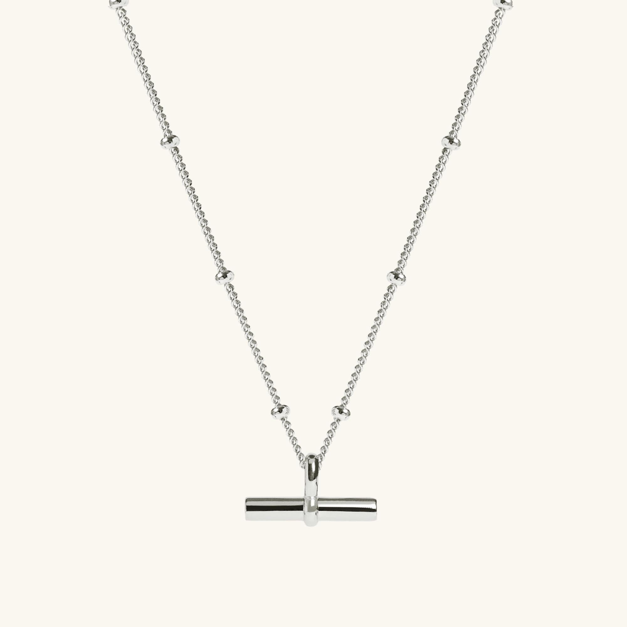 T-Bar, Sterling Silver, Women's Necklace with Bead Chain – Muru