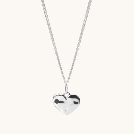 Ripple Heart Necklace Silver