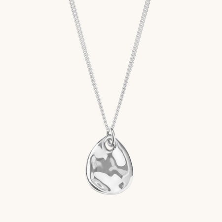 Ripple Tear Drop Necklace Silver