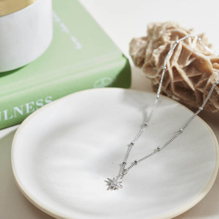 Mother and Child Bead Chain Necklace Silver