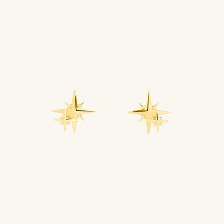 Mother and Child Stud Earrings Gold