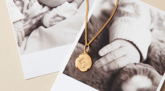mum necklace on some baby photos