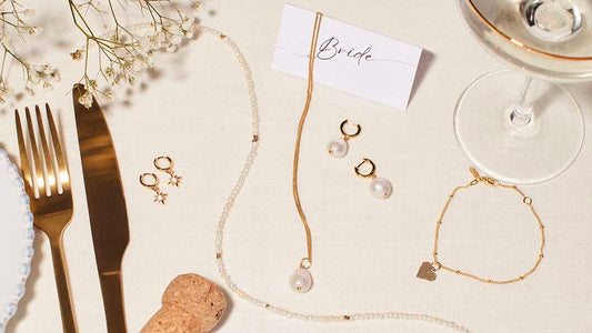 selection of jewellery on a table at a wedding breakfast