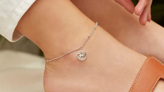 silver lotus flower anklet 
