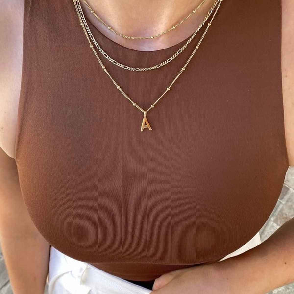 Letter Necklace with Bead Chain Silver