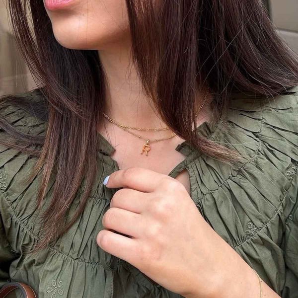 Letter Necklace with Bead Chain Silver