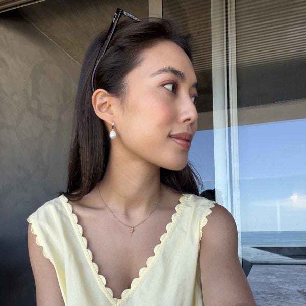Freshwater Pearl Drop Earrings Silver