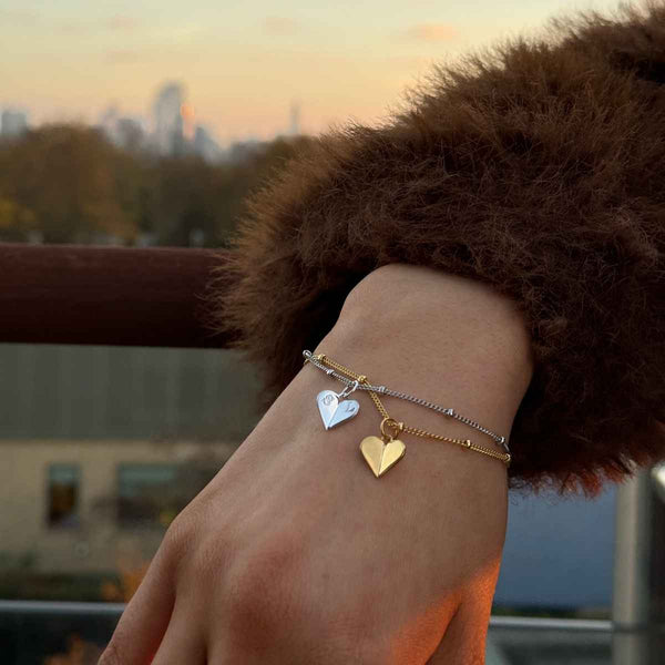 Mini Heart Bead Bracelet Gold