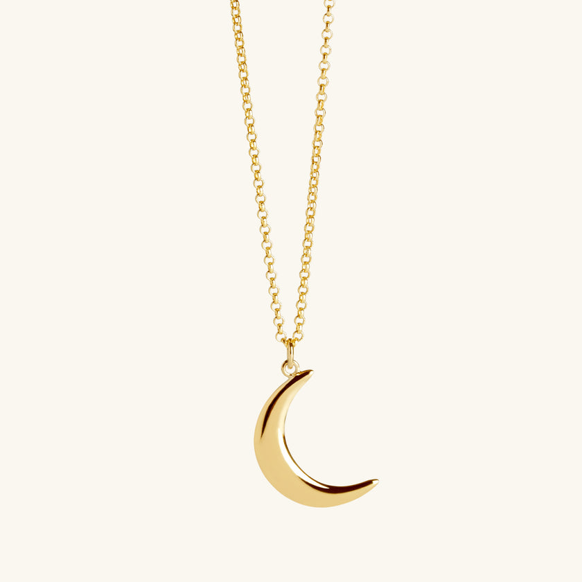 Gold Crescent Moon Necklace; Textured Gold Crescent Moon Necklace; 925 Moon Pendant; Gold Moon Pendant on offers Gold Chain, Easy On Infinity Close