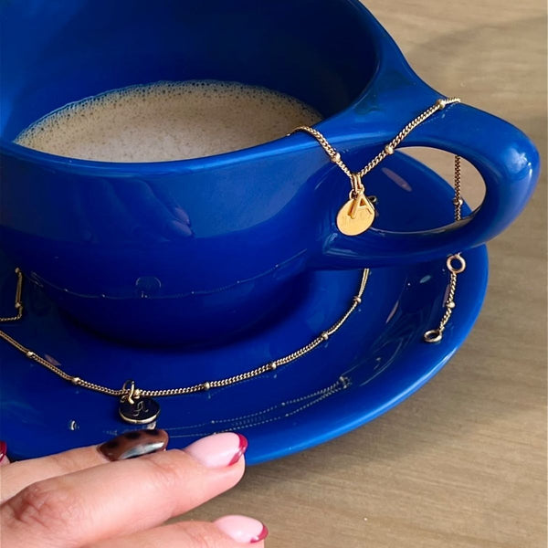 Personalised Disc & Letter Bracelet Gold
