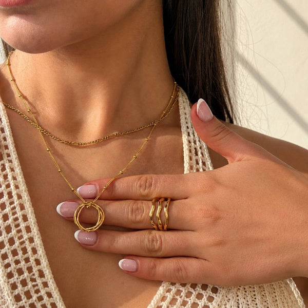 Gold Karma Necklace with Bead Chain