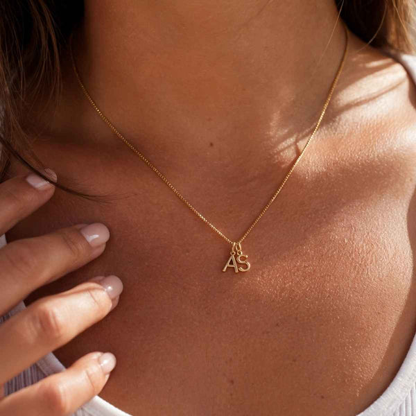 Mini Double Letter Necklace Silver