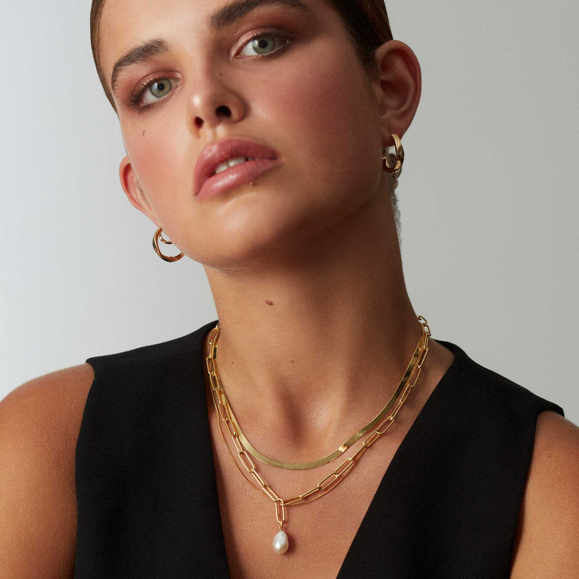 Strati Paperclip Bracciale Set Oro Con Perle Simulate: Gioielli Eleganti E Grossi Per Donna | Regalo Compleanno