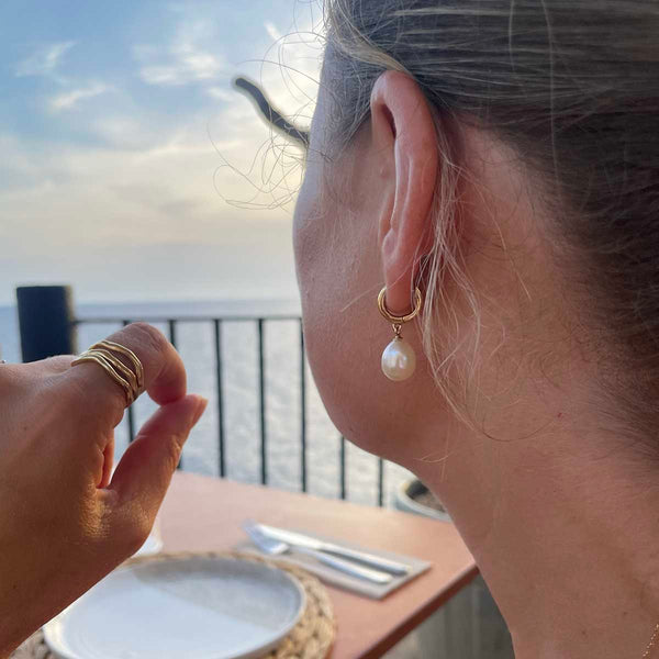 Freshwater Pearl Drop Earrings Silver