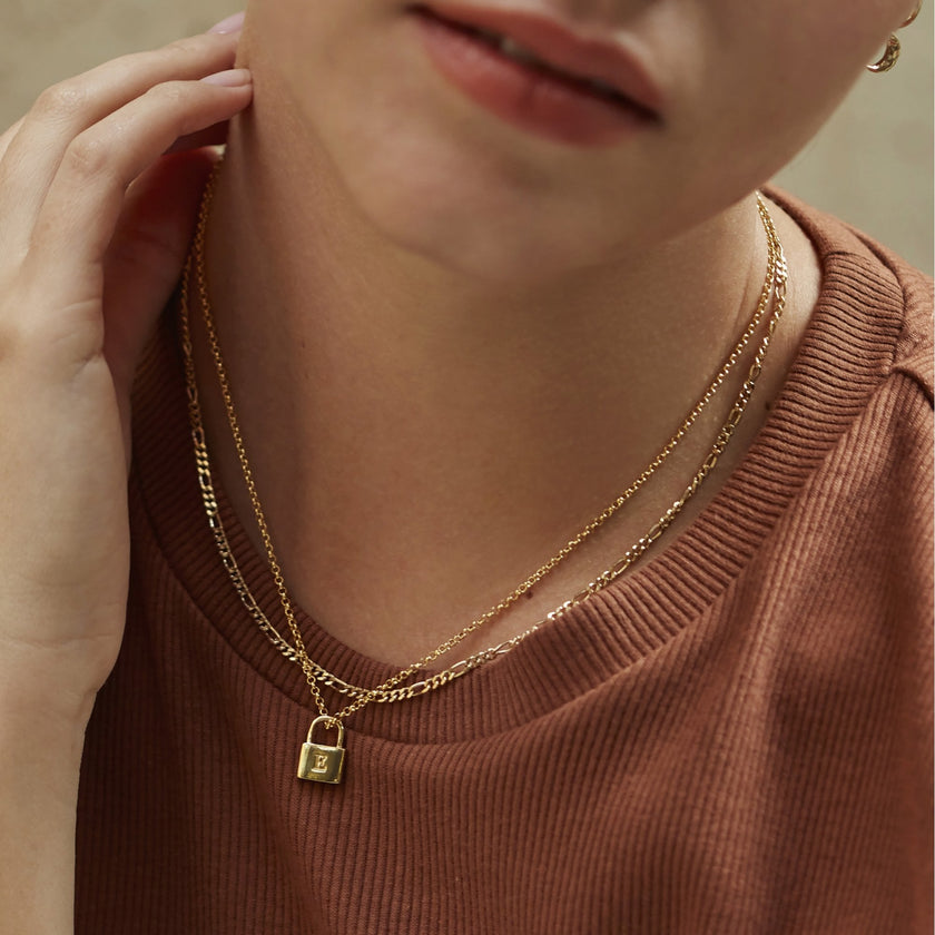 Gold Padlock Chain Necklace Padlock, 18ct Gold-Plated Vermeil On